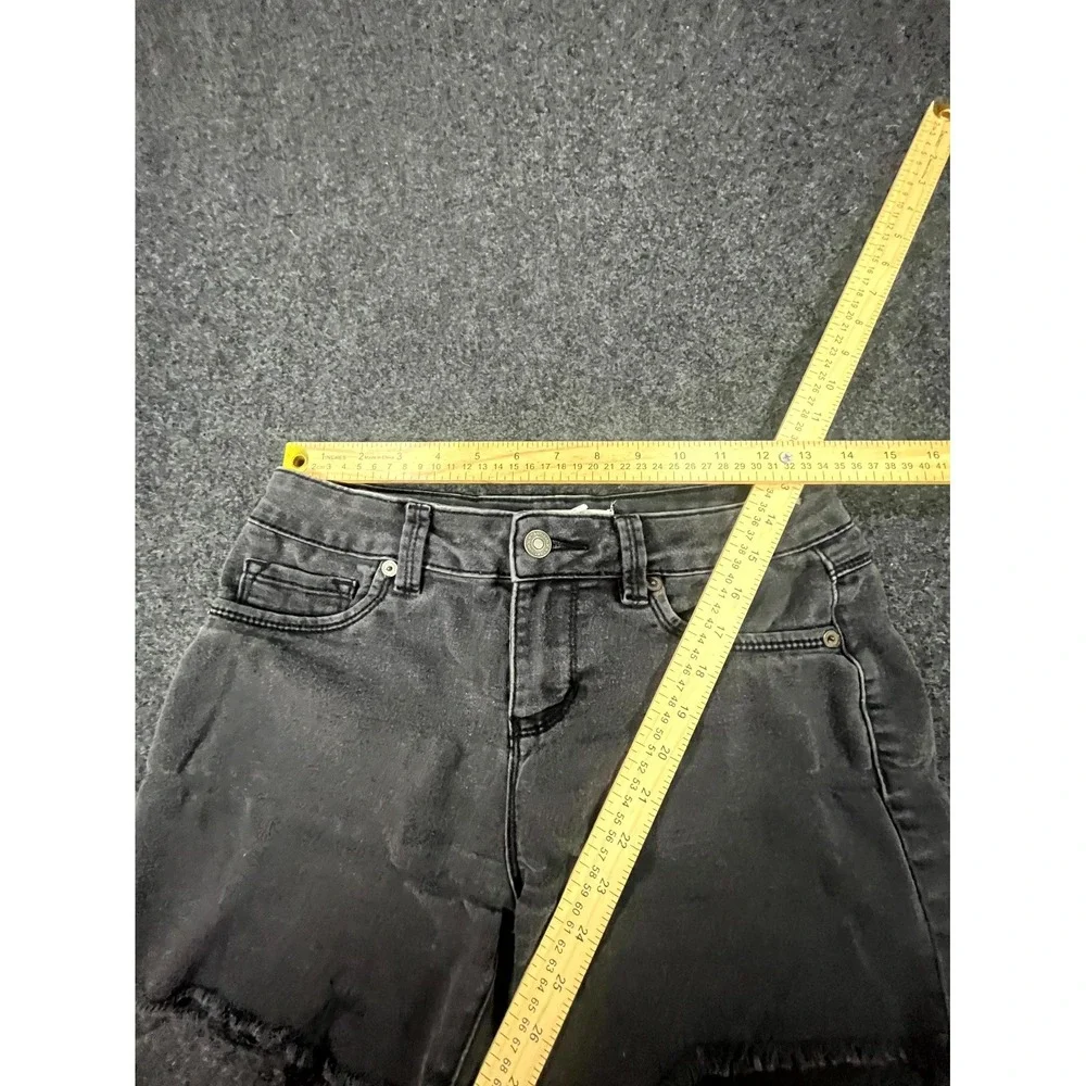 Artisan NY Shorts Women's 6 Black Denim Dark Wash Raw Hem High Rise Outdoor